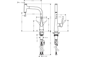 HG 14 857 800 Metris Select Смеситель для кухни 238 мм, выдвижной излив - 3
