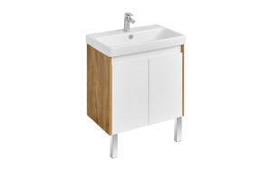 Тумба с раковиной Aquaton Сканди Doors 70 белый - светлое дерево - 2