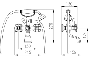Смеситель для ванны с душем Rav Slezak Morava retro золото - 2
