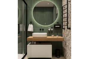 Столешница STWORKI Ольборг 120 дуб французский, без отверстий, с тумбой 80, с раковиной STWORKI Soul 1 белой - 2