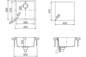 Мойка кухонная Schock Quadro 50 (N-100S) лунный камень - 2