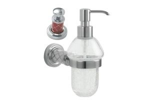 Дозатор для жидкого мыла настенный Boheme Royal Cristal хром с красным