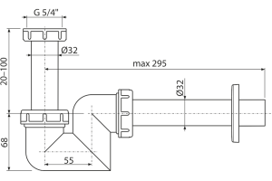 Сифон для умывальника и биде, пластик Ø32 - 2