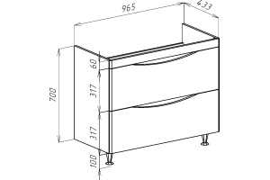 Тумба для комплекта Bellezza Санриса 100 напольная, серебро - 3