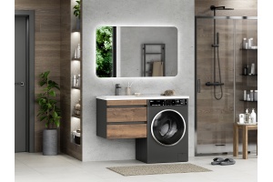 Тумба под стиральную машину Misty Коломбо 60 темное дерево - 3