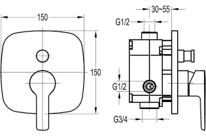 Смеситель Cezares Tesoro F VDIM 01 С ВНУТРЕННЕЙ ЧАСТЬЮ - 2