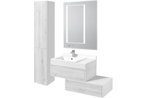 Тумба под раковину Aquaton Сакура 80 белый-светлое дерево - 3