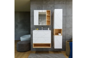 Тумба под раковину Бриклаер Кристалл 80 белая матовая (4627125415968) - 3