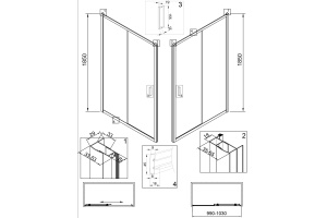 Душевая дверь в нишу Veconi Vianno VN-46 100 см,  профиль хром - 2