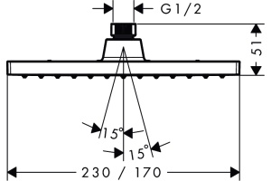Верхний душ Hansgrohe Vernis Shape 26281000 230 1jet хром - 2