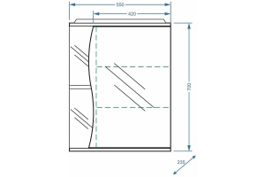 Зеркало-шкаф Polar Волна Верея 55 R с подсветкой белый - 3
