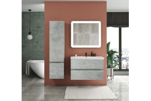 TECHNO Шкаф подвесной, фасады асимметричные, Бетон лофт натуральный 400x300x1600, AM-Techno-1600-AC-SO-LS935-L