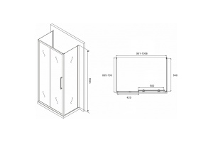 Душевой уголок Abber Schwarzer Diamant 100х70 хром стекло матовое - 2