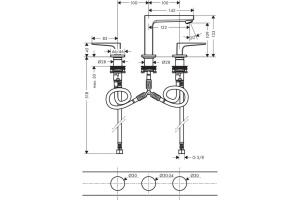 Смеситель hansgrohe Metropol для раковины на 3 отверстия 32514000, хром - 2