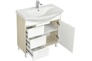 Тумба с раковиной Aquaton Рико 80 белый-светлое дерево - 3