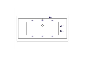 Акриловая ванна Excellent Pryzmat Slim 180x80 белая золото с гидромассажем - 2