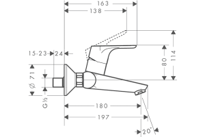 Смеситель для раковины Hansgrohe  хром (31923000) - 2