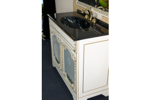 Тумба под раковину Misty Элис 90 белая с золотом - 3