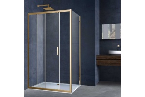 Душевой уголок Vincea Alpha 130х90 профиль брашированное золото стекло прозрачное