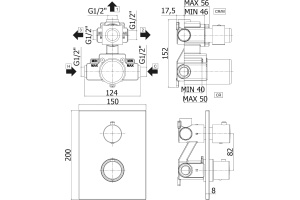Термостат Paffoni Light LIQ519NO/M С ВНУТРЕННЕЙ ЧАСТЬЮ, для ванны с душем - 2