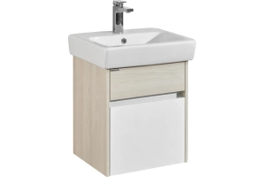 Тумба с раковиной подвесная Aquaton Верди 50 белый-светлое дерево