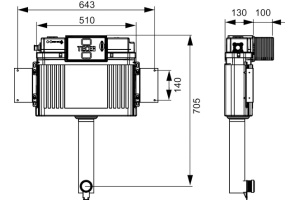 Смывной бачок скрытого монтажа TECE TECEprofil Uni 2.0 9041308 - 2