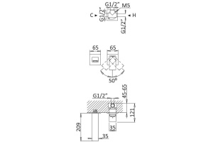 Смеситель Cezares Porta BLI2 01 W0 С ВНУТРЕННЕЙ ЧАСТЬЮ, для раковины - 2