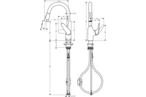 Кухонный смеситель однорычажный, 180, с вытяжным душем, 2jet Hansgrohe 71801000 - 2