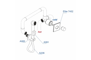 A07436 Встраиваемый комплект для биде со шлангом 120 см - 3