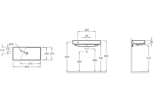 XP112K-00 Rythmik (логотип Kohler) подвесная раковина 80х37 см, белый (аналог EXP112) - 2