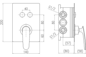 Смеситель Rav Slezak Tigris TG186BOX с внутренней частью, для душа - 2