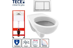 Инсталляция для унитаза TECE now 9400412 кнопка хром глянцевый