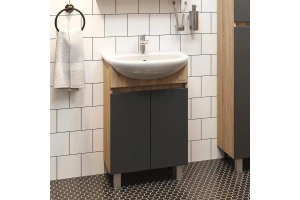 Тумба с раковиной Onika Милтон 50 серый с светлым деревом - 3