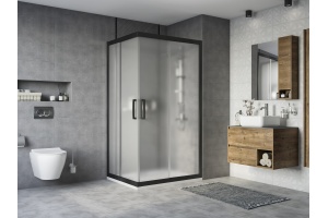 Душевой уголок STWORKI Карлстад DE019RC90110200 110x90 см профиль черный матовый, стекло матовое - 2