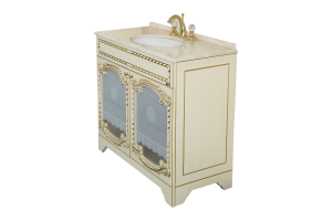Тумба под раковину Misty Элис 80 бежевая с золотом - 2