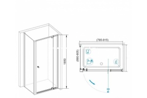 Душевой уголок RGW Passage PA-44-1 80х90 профиль хром стекло прозрачное - 3