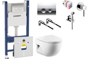 Комплект Система инсталляции для унитазов Geberit Duofix Delta 458.124.21.1 3 в 1 с кнопкой смыва + Чаша для унитаза подвесного Roca Meridian 346248000 