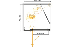 Душевой уголок Cezares Slider 70х80 черный (SLIDER-AH-1-80-70/80-C-NERO) - 3