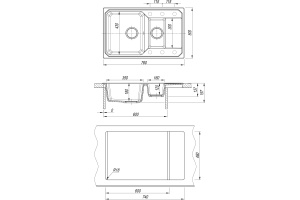 Мойка Кардинал 760 К, серый СМс - 3