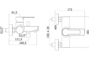 Смеситель Cezares Fuoco VM-01 для ванны с душем - 2