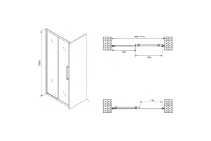 Душевая дверь Abber Schwarzer Diamant 170 черная стекло матовое - 2