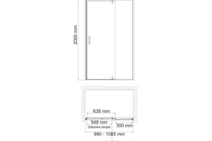 Душевая дверь в нишу Wasserkraft Elbe 74P12 - 3