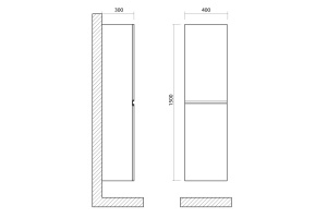 BIANCHI Шкаф подвесной с двумя распашными дверцами, Серый матовый, 400x300x1500, AM-Bianchi-1500-2A-SO-GM - 3