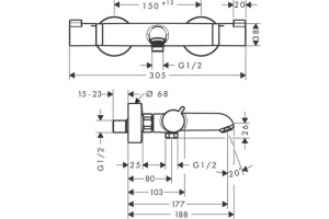 Термостат для ванны Hansgrohe Ecostat Comfort, ВМ, ½ 13114340, шлифованный черный хром - 2
