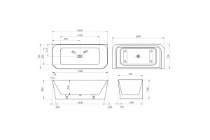 Акриловая ванна Abber 160х75 белая без гидромассажа - 3