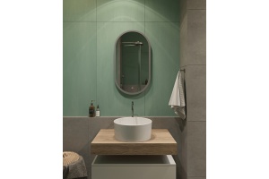 Зеркало DIWO Казань 45 серое, с подсветкой, овальное, в стиле лофт, сенсорное управление - 3