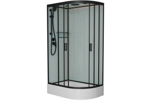Душевая кабина Frank 120х80 левая черная стекло прозрачное