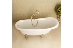 Ванна из искусственного камня Фэма Салерно белая, ножки золото - 3