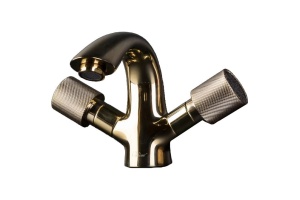 Смеситель для раковины Boheme Royal Cristal золото с черными кристаллами Preciosa