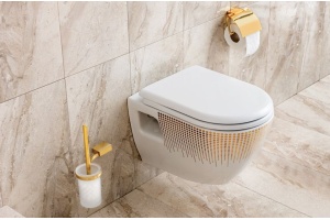 Чаша для унитаза подвесного Creavit TP325 золото, круги - 2